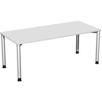 geramöbel Flex höhenverstellbarer Schreibtisch lichtgrau, silber rechteckig, 4-Fuß-Gestell silber 180,0 x 80,0 cm von geramöbel