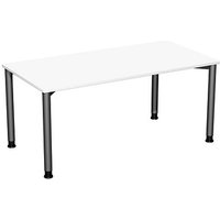 geramöbel Flex höhenverstellbarer Schreibtisch weiß, anthrazit rechteckig, 4-Fuß-Gestell grau 160,0 x 80,0 cm von geramöbel