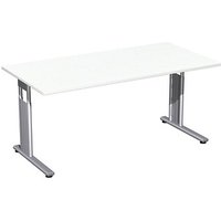 geramöbel Flex höhenverstellbarer Schreibtisch weiß rechteckig, C-Fuß-Gestell silber 160,0 x 80,0 cm von geramöbel