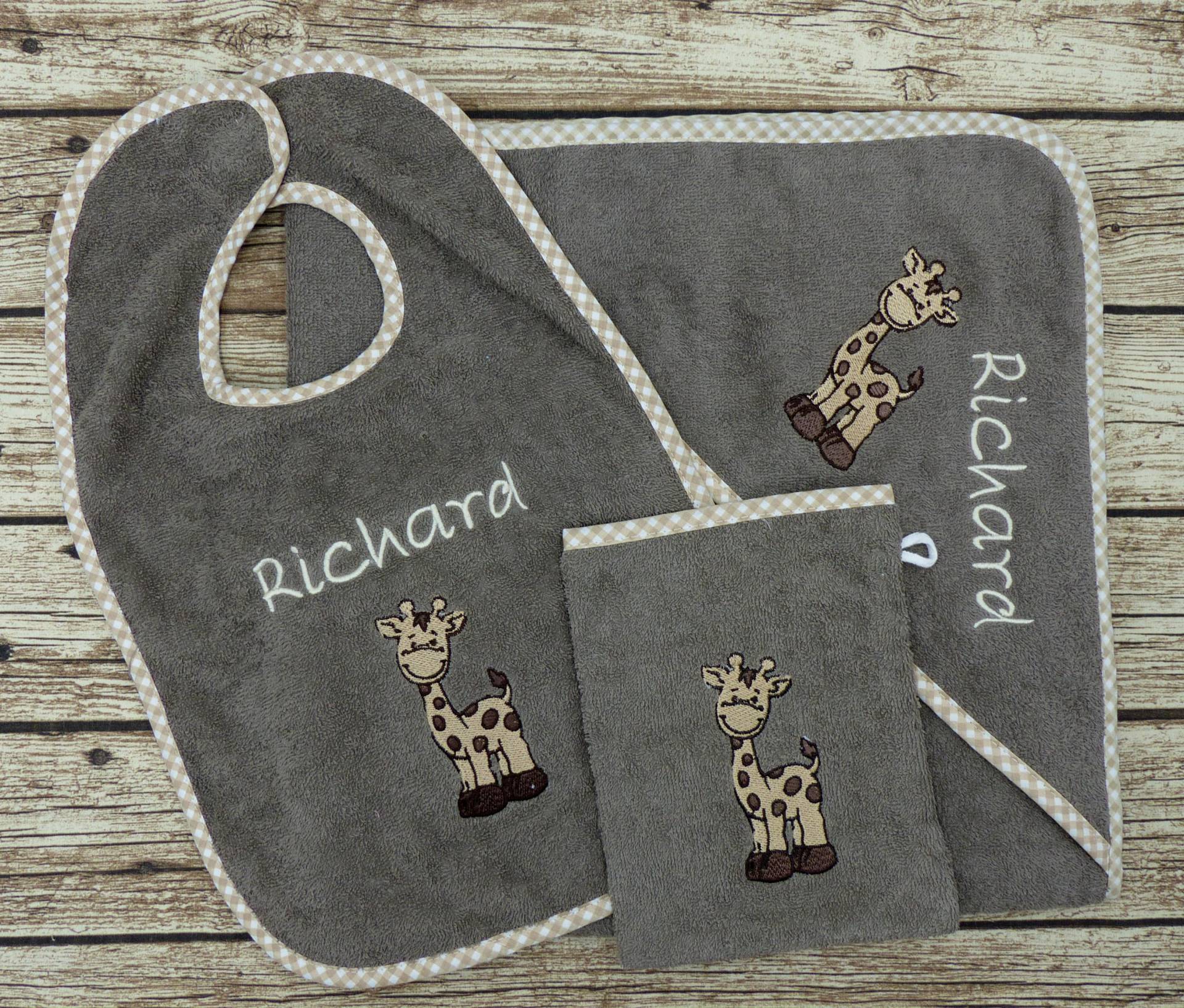 Kapuzenhandtuch Mit Namen Giraffe Coffee Set Xl von geschenkelibelle