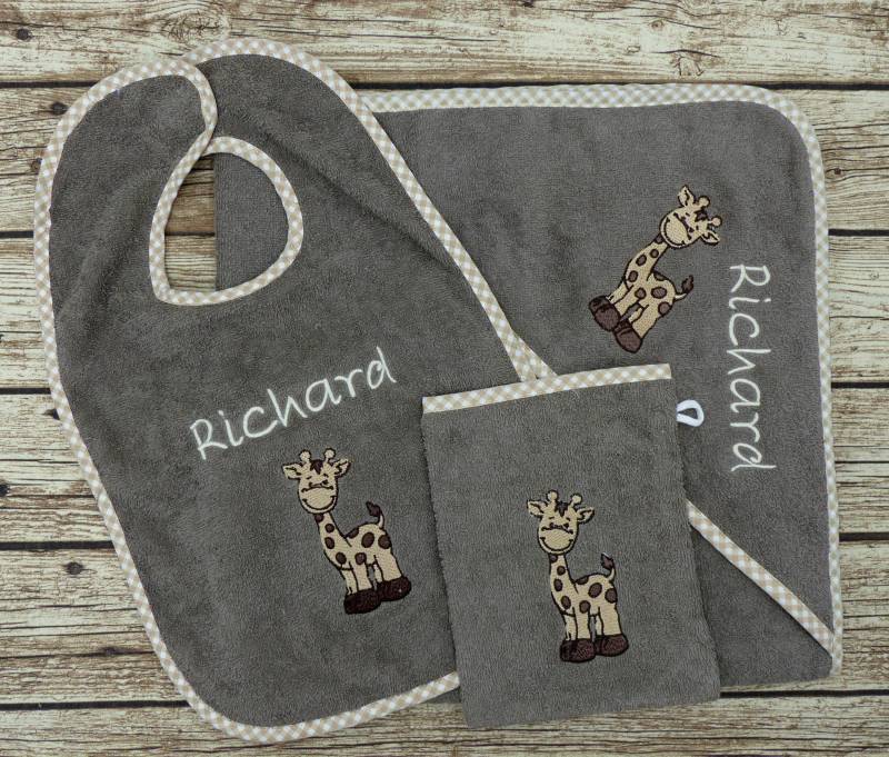 Kapuzenhandtuch Mit Namen Giraffe Coffee Set Xl von geschenkelibelle