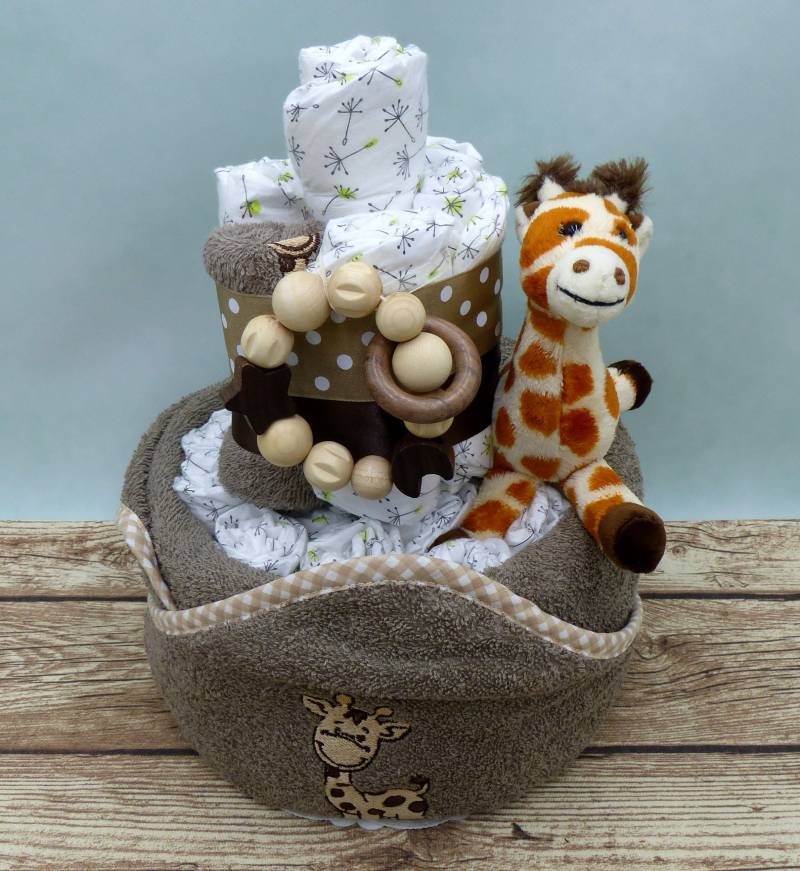 Windeltorte Giraffe Braun von geschenkelibelle