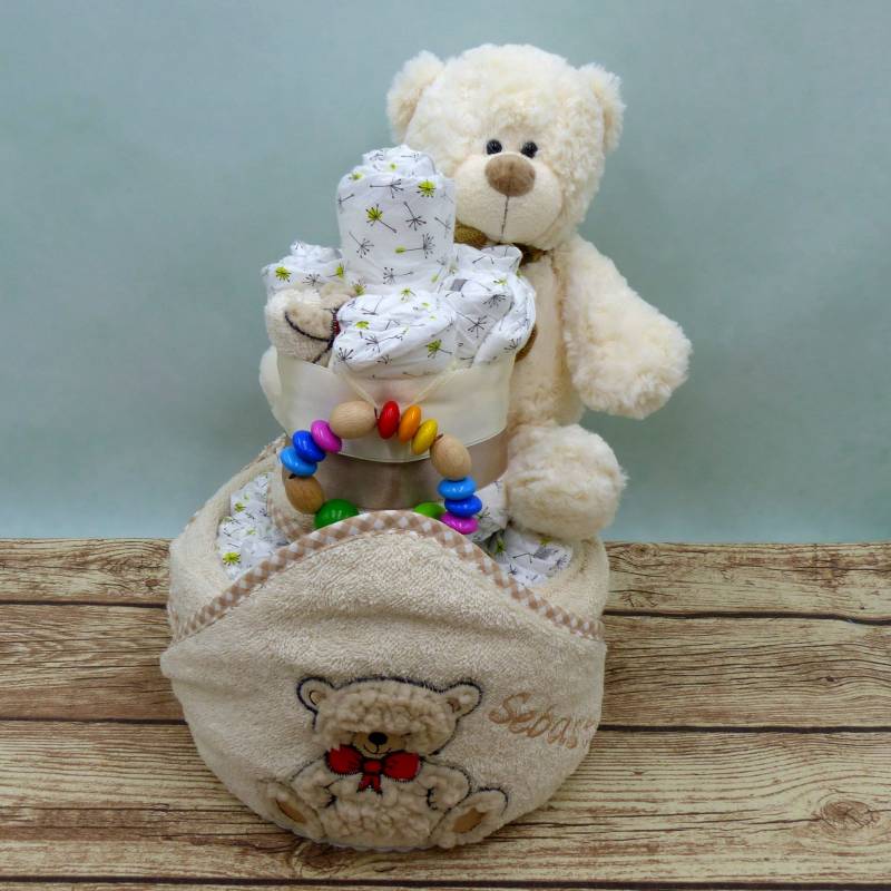 Windeltorte Teddy Natur von geschenkelibelle