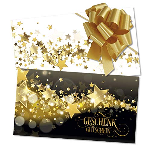 GESCHENKGUTSCHEINcom 10 Stk. Gutscheine mit Umschlag und Schleife. Geschenkgutscheine für Weihnachten. Weihnachtsmotiv. X1227 von geschenkgutschein.com