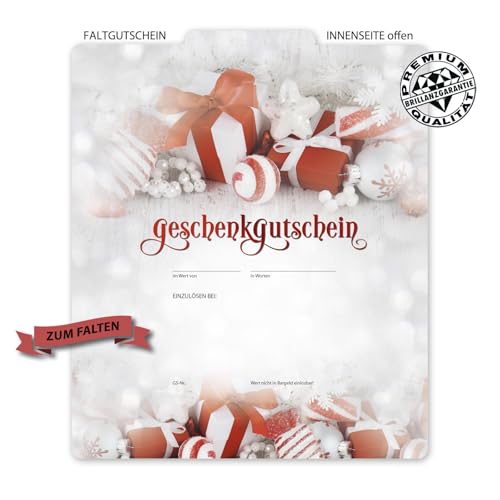 10 Stk. Premium Weihnachts-Geschenkgutscheine Gutscheine zum Falten „Multicolor“ für alle Branchen geeignet X223 pos-hauer von geschenkgutschein.com