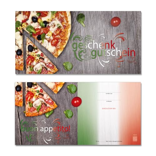 GESCHENKGUTSCHEINcom 100 Stk. Gutscheine. Geschenkgutschein für Pizzeria Gastronomie. Gutscheinkarten mit Vordruck für Gastgewerbe. G92000 von GESCHENKGUTSCHEINcom by POS-HAUER