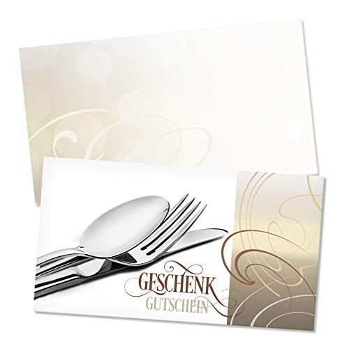 GESCHENKGUTSCHEINcom 100 Stück Geschenkgutscheine mit Umschlag. Gutscheinkarten für Restaurant Gasthaus Hotel. Blanko zum selber Ausfüllen. G1260 von GESCHENKGUTSCHEINcom by POS-HAUER