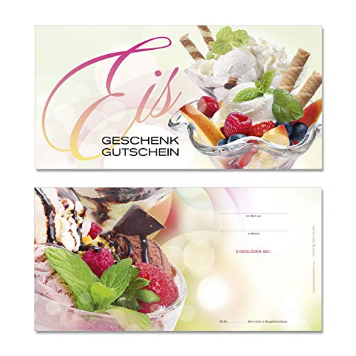 GESCHENKGUTSCHEINcom 100 Stk. Gutscheine. Geschenkgutschein für Eissalon Eis-Café Eisdiele. Eis-Gutschein. G92003 von geschenkgutschein.com