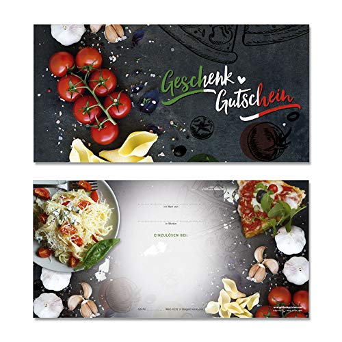 GESCHENKGUTSCHEINcom 100 Stk. Gutscheine. Geschenkgutschein für Pizzeria Gastronomie. Gutscheinkarten mit Vordruck für Gastgewerbe. G92010 von GESCHENKGUTSCHEINcom by POS-HAUER