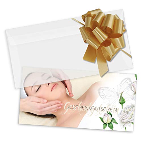 GESCHENKGUTSCHEINcom 25 Stk. Gutscheine mit Kuvert und Schleife. Geschenkutschein für Kosmetikstudio Firmen Dienstleister Unternehmen. KS9277 von GESCHENKGUTSCHEINcom by POS-HAUER