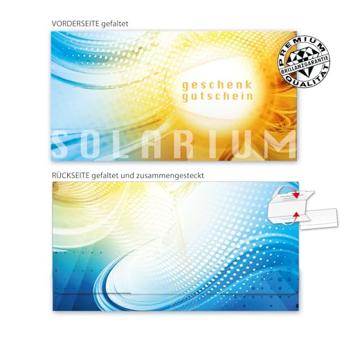 25 Stk. Premium Geschenkgutscheine Gutscheine zum Falten "Multicolor" für Solarium, Sonnenbank, Sonnenstudio SN251 pos-hauer von geschenkgutschein.com