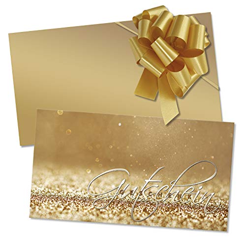 50 Gutscheinkarten + 50 Kuverts + 50 Schleifen. Geschenkgutscheine für Schmuckgeschäft Juweliere Goldschmiede Silberschmiede Schmuckladen. SC1263 von geschenkgutschein.com