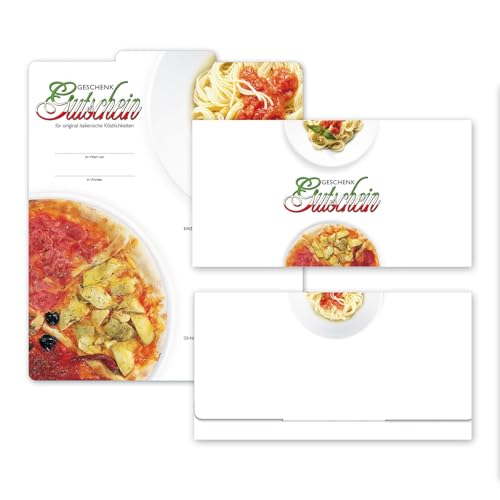 50 Stk. Premium Geschenkgutscheine Gutscheine zum Falten "Multicolor" für Italienische Restaurants, Pizza & Pasta G204 pos-hauer von geschenkgutschein.com