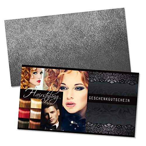 GESCHENKGUTSCHEINcom by POS-HAUER. Gutschein-Set. 50x Gutschein + Kuvert. Für Haarstudios Friseursalons zum selber Ausfüllen. von GESCHENKGUTSCHEINcom by POS-HAUER