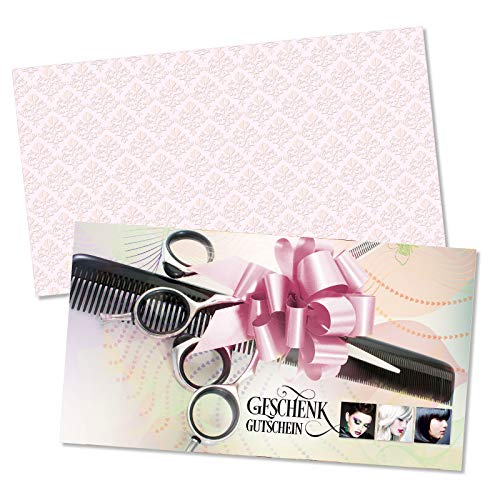 GESCHENKGUTSCHEINcom by POS-HAUER. Gutschein-Set. 50x Gutschein + Kuvert. Für Haarstudios Friseursalons zum selber Ausfüllen. von GESCHENKGUTSCHEINcom by POS-HAUER