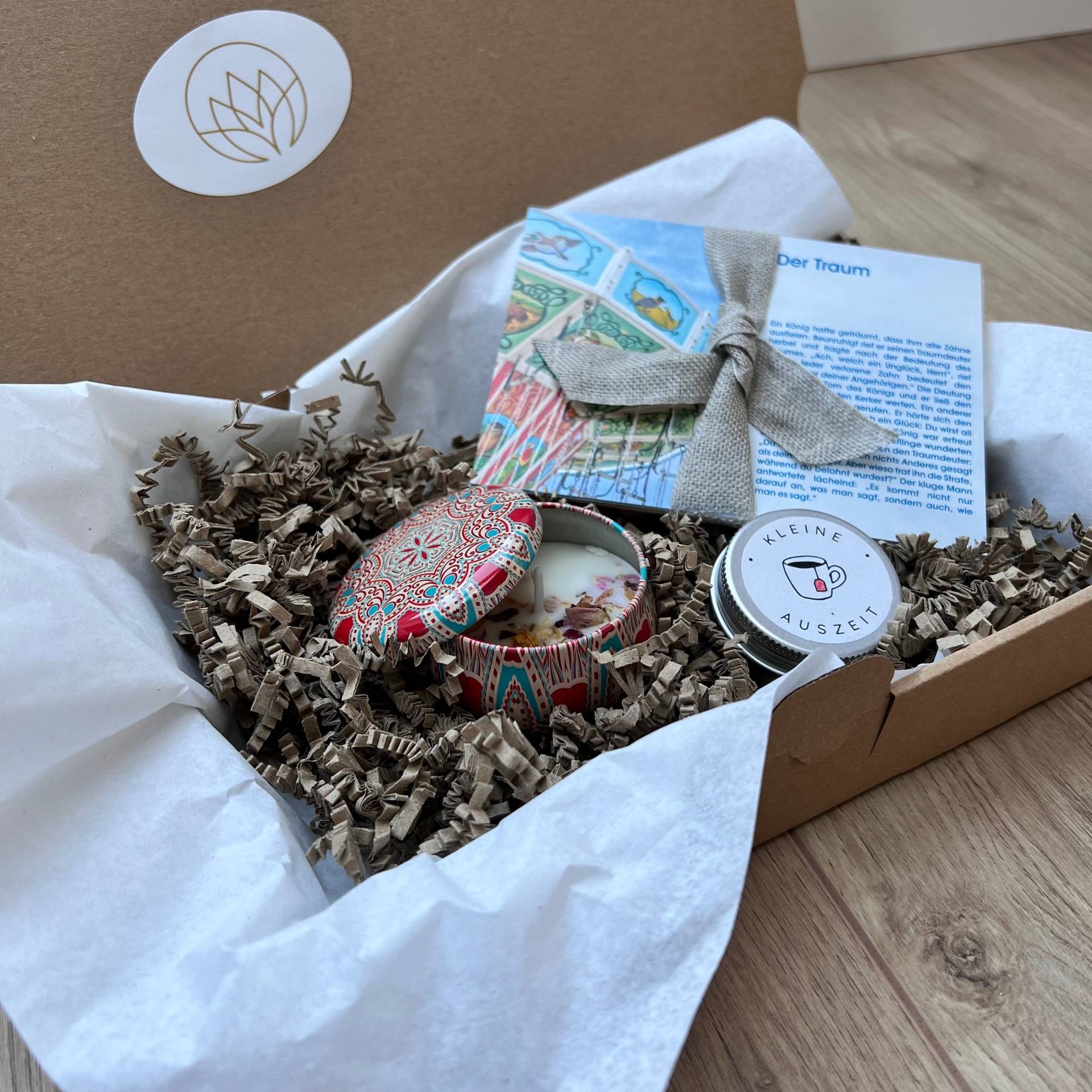 Achtsamkeit Set/Selfcare Kleine Auszeit Geschenkbox Mit Kerze Oder Tee von geschichtenkarten