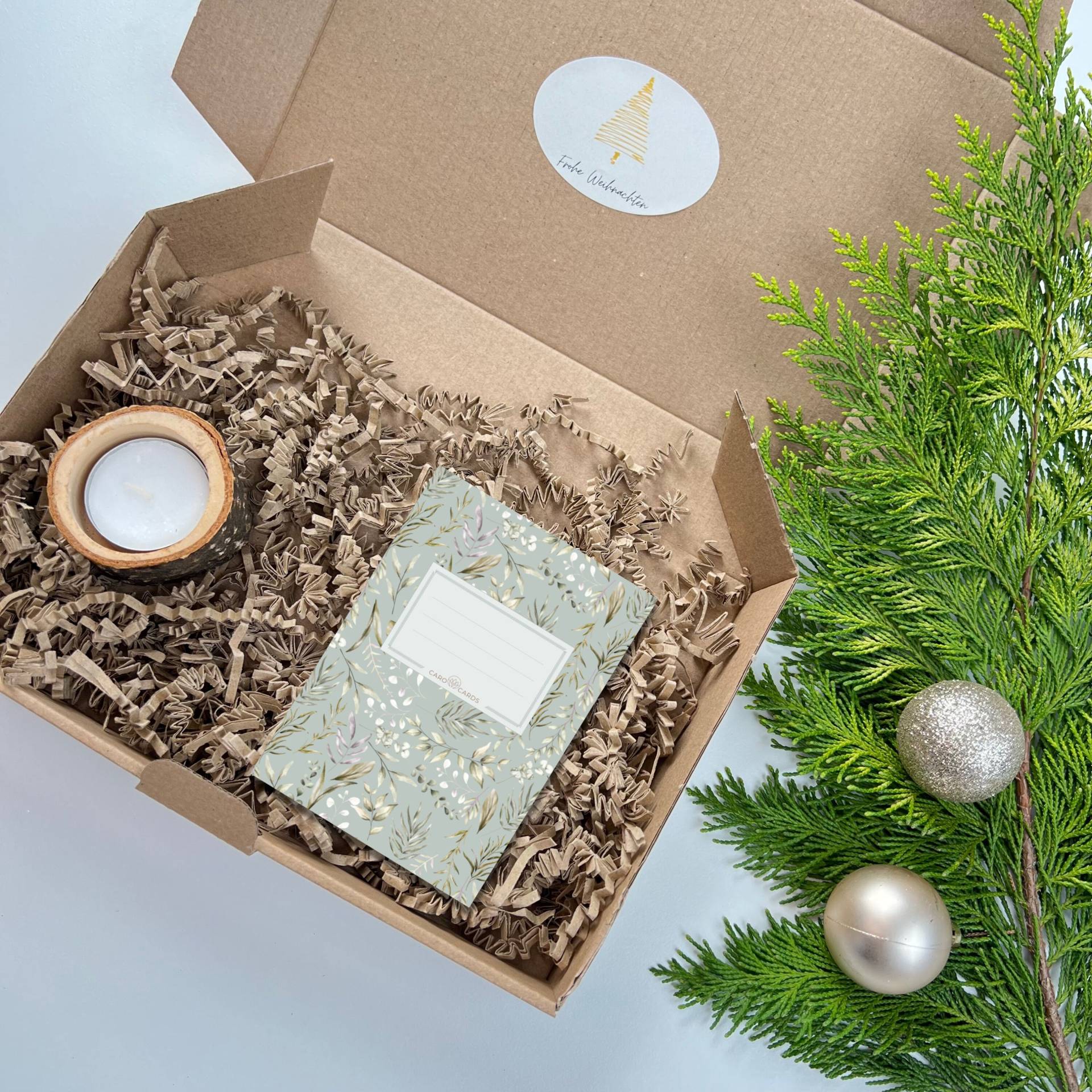 Geschenkbox 06 | Mit Notizheft Und Kerzenhalter Aus Holz Geschenk Weihnachten von geschichtenkarten