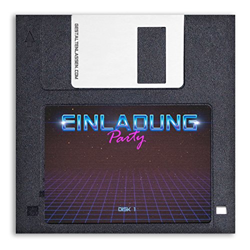 (10 x) Einladungskarten Geburtstag Diskette Floppy Disk Vintage witzig Einladungen von gestaltenlassen.com