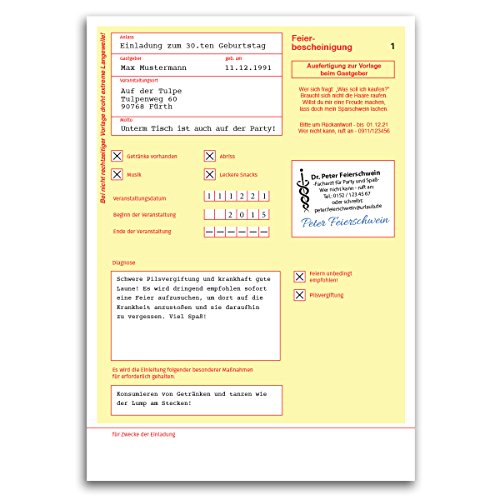 (100 x) Einladungskarten Geburtstag Krankschreibung Krankmeldung Einladungen von gestaltenlassen.com