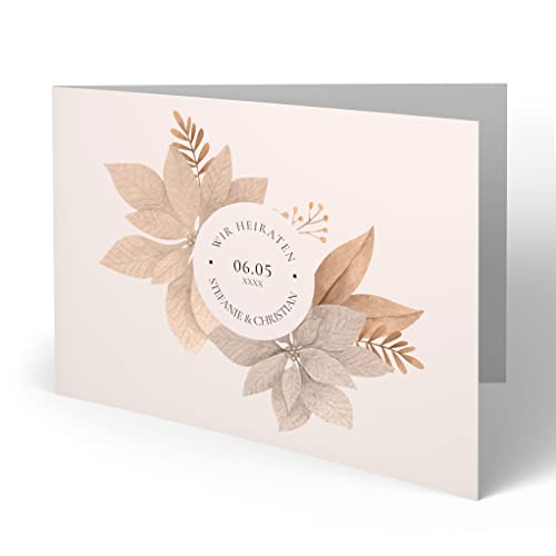 (20 x) Einladungen zur Hochzeit Hochzeitskarten Einladungskarten Karten Beige von gestaltenlassen.com