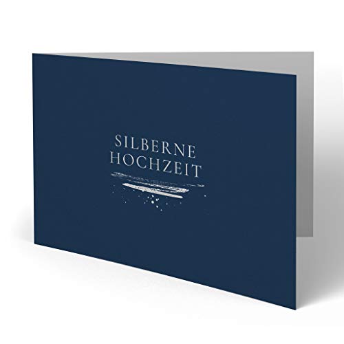 (20 x) Hochzeitseinladungen Silberhochzeit silberne Hochzeit Einladungskarte Silberstreifen von gestaltenlassen.com