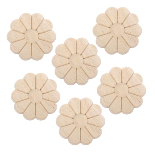 6 runde Holzschnitzereien, Blumen-Applikationen für Schränke, Massivholz, dekorative Aufkleber für Zuhause, Wohnzimmer, Schlafzimmer, Küche 6 runde Holzschnitzereien, Blumen-Applikationen für Schränke, Massivholz, dekorative Aufkleber für Zuhause, Wohnzimmer, Schlafzimmer, Küche von getuse