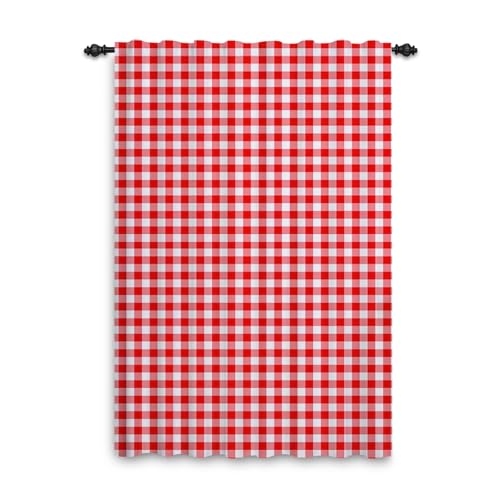 ggaimwf Karierte Vorhänge Rot und Weiß Gingham Vorhänge für Wohnzimmer Bauernhaus Klassisch Vorhänge Fensterbehandlungen Schlafzimmer Kinderzimmer Innen Tür Rückenschlaufe Vorhang 135x175cm 1 Panel von ggaimwf