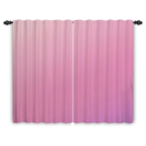 ggaimwf Ombre-Vorhänge für das Wohnzimmer Rosa Farbverlauf Regenbogenvorhänge Stangentasche Schlafzimmervorhänge Mädchen Kinderzimmer Moderner Fenster Tür Innentrennvorhang 107x160cm 2 Paneele von ggaimwf