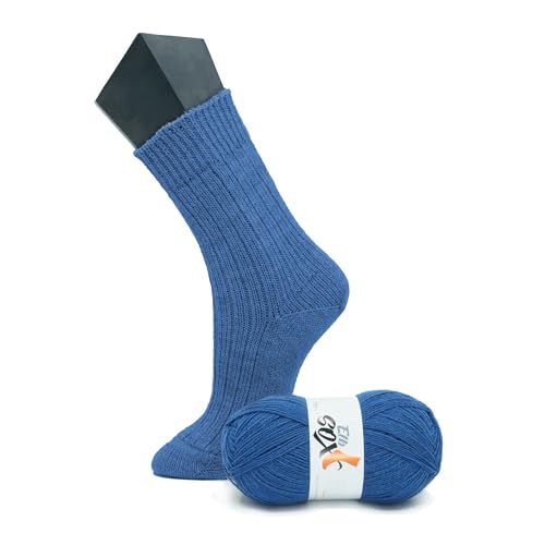 ElbSox Pier 4-4fach Sockenwolle - 100g Wolle als Knäuel mit einer Lauflänge von ca.420m - reicht für ein paar Socken bis Größe 46 - Farbe 003 - Tiefseeblau von ggh