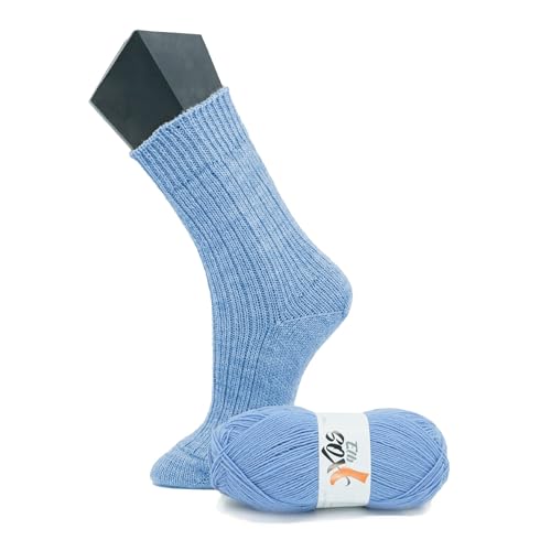 ElbSox Pier 4-4fach Sockenwolle - 100g Wolle als Knäuel mit einer Lauflänge von ca.420m - reicht für ein paar Socken bis Größe 46 - Farbe 009 - Himmelblau von ggh