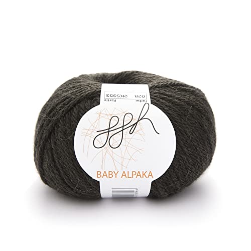 ggh Baby Alpaka Farbe - 100% Schurwolle (Baby Alpaka Wolle) - Alpakawolle zum Stricken oder Häkeln | Farbe 028 - Tiefdunkles Oliv von ggh
