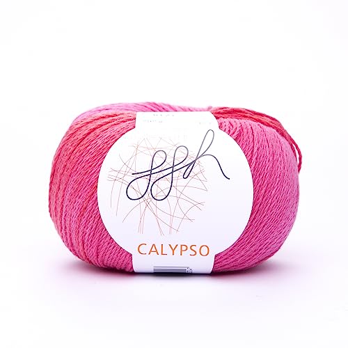 ggh Calypso | 100% Baumwolle | 50g Wolle zum Stricken oder Häkeln mit langem Farbverlauf | Farbe 003 - Pink-Koralle von ggh