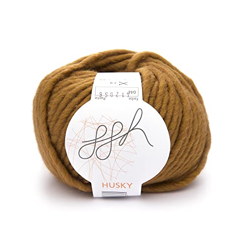 ggh Husky | Schurwolle Mischung | 50g Wolle zum Stricken oder Häkeln | Dicke Wolle | Farbe 044 - Curry von ggh