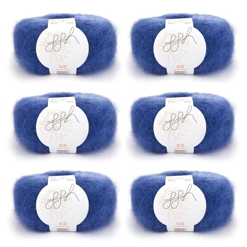 ggh Kid Box - 6 Knäuel Strickwolle aus Kid Mohair - Farbe 108 - Royalblau von ggh