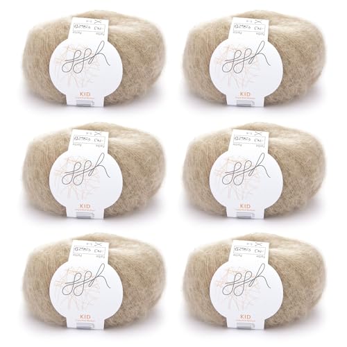 ggh Kid Box - 6 Knäuel Strickwolle aus Kid Mohair - Farbe 143 - Beige von ggh