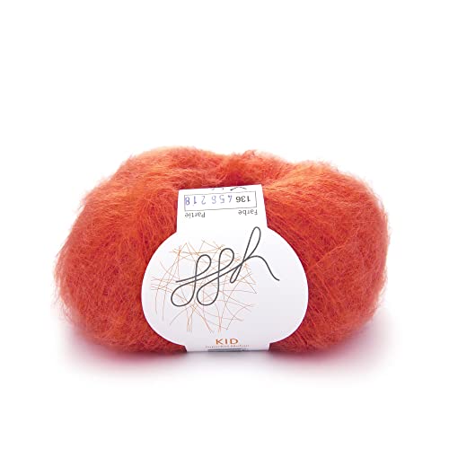 ggh Kid - Mohairwolle - 25g Wolle zum Stricken - leichte & hochwertige Kid-Mohair Wolle - Farbe 136 - Kapuzinerorange von ggh