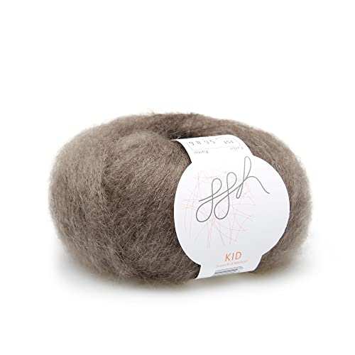 ggh Kid - Mohairwolle - 25g Wolle zum Stricken - leichte & hochwertige Kid-Mohair Wolle - Farbe 151 - Graubraun von ggh