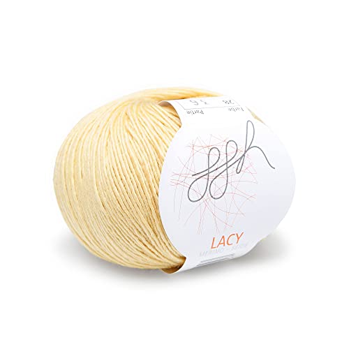 ggh Lacy - Merinowolle mit Seide - 25g Wolle zum Stricken oder Häkeln - Lace-Garn - Farbe 028 - Senfgelb von ggh