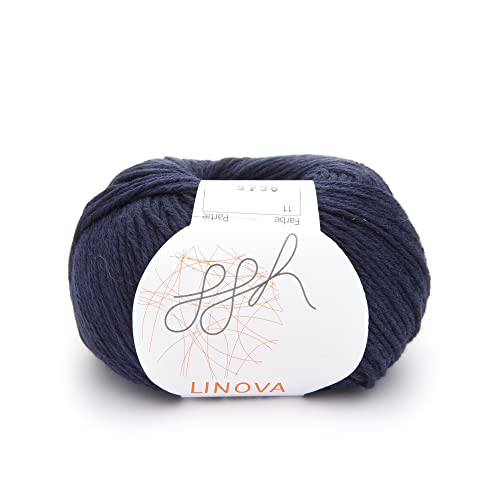 ggh Linova | Baumwolle mit Leinen Mischung | 50g Wolle zum Stricken oder Häkeln | Farbe 011 - Marine von ggh