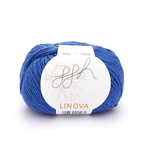 ggh Linova | Baumwolle mit Leinen Mischung | 50g Wolle zum Stricken oder Häkeln | Farbe 039 - Mittelblau von ggh