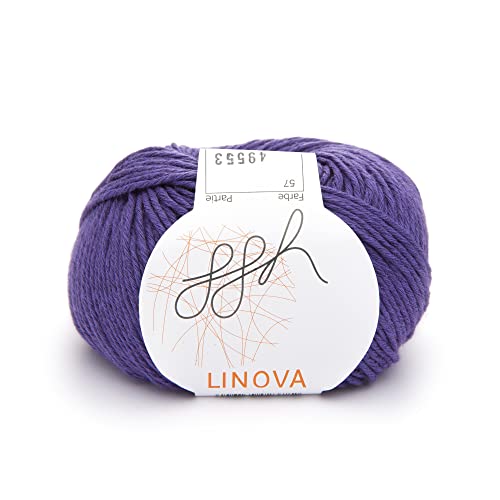 ggh Linova | Baumwolle mit Leinen Mischung | 50g Wolle zum Stricken oder Häkeln | Farbe 057 - Helles Lila von ggh