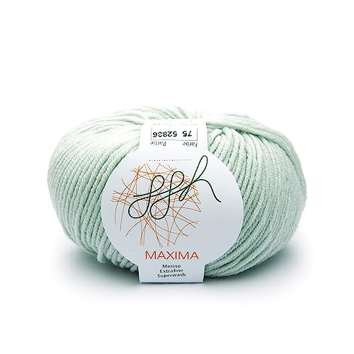 ggh Maxima - 100% Merinowolle extrafein und Superwash - Lauflänge 110m auf 50g - Nadelstärke 4-5 - Wolle zum Stricken oder Häkeln - Farbe 075 - Helles Mintgrün von ggh