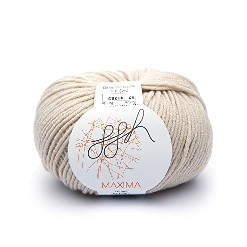 ggh Maxima - 100% Merinowolle extrafein und superwash - Lauflänge 110m auf 50g - Nadelstärke 4-5 - Wolle zum Stricken oder Häkeln - (067 - Angorakanin, Knäuel) von ggh