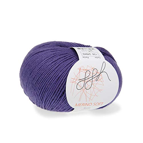 ggh Merino Soft - 100% Schurwolle (Merinowolle - Superwash) - 50g Wolle zum Stricken oder Häkeln/Farbe 138 - Lila von ggh