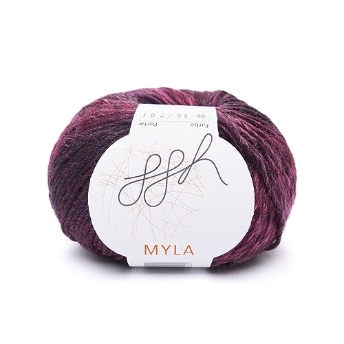 ggh Myla | Misto Alpaca con Grande sfumatura di Colore - Gomitolo da 50 g Adatto per Maglieria e Uncinetto | Colore 008 - Rosso Bordeaux Screziato von ggh