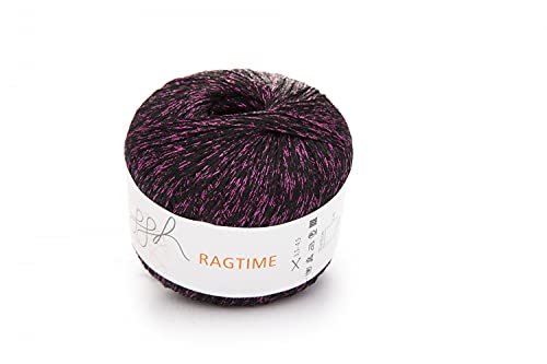 ggh Ragtime | Kunststoff Mischung | Lauflänge ca.150m auf 50g | Nadelstärke 3,5-4,5 | Wolle zum Stricken und Häkeln | Farbe 004 - Schwarz-Pink von ggh