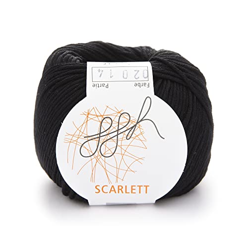 ggh Scarlett - 100% Baumwolle mit leichtem Seidenglanz - Wolle geeignet zum Stricken und Häkeln - Farbe 020 - Schwarz von ggh