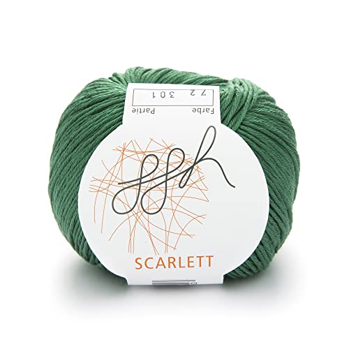 ggh Scarlett - 100% Baumwolle mit leichtem Seidenglanz - Wolle geeignet zum Stricken und Häkeln - Farbe 072 - Moosgrün von ggh