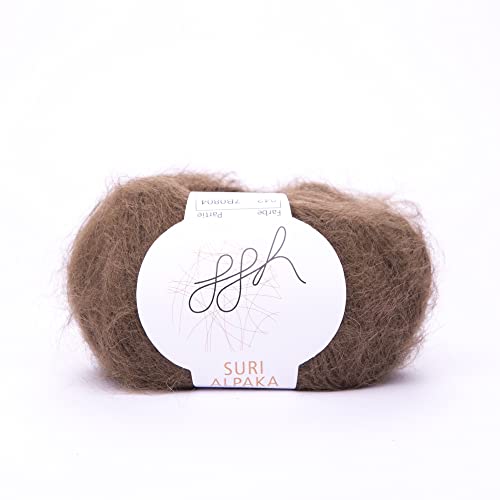 ggh Suri Alpaka - 100% Alpaka Wolle (Suri Alpaka) - Wolle zum Stricken - Farbe 042 - Kakaobraun von ggh