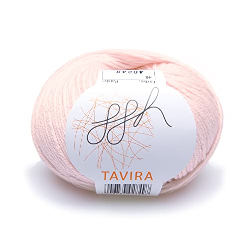 ggh Tavira - 100% Baumwolle - Lauflänge 80m auf 50g - Nadelstärke 4-5 - Wolle zum Stricken oder Häkeln geeignet - Farbe 046 - Puder-Rosa von ggh